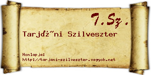 Tarjáni Szilveszter névjegykártya